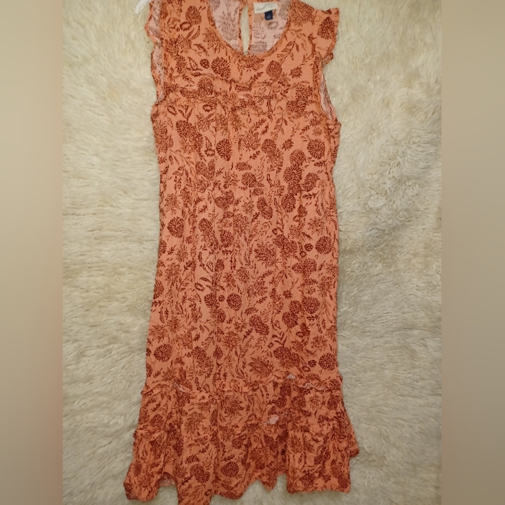 Universal Thread Orange Ruffled Tiered Midi Dress